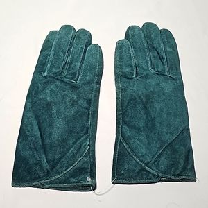 Teal green suede gloves